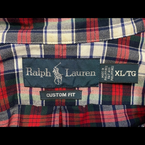 Red/Green Ralph Lauren Plaid Button-Down - Picture 4 of 5
